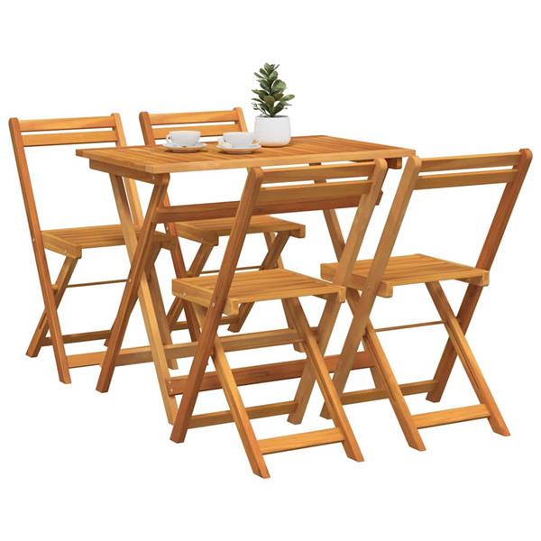 Grote foto vidaxl bistroset 5 pcs bruin massief acaciahout tuin en terras tuinmeubelen
