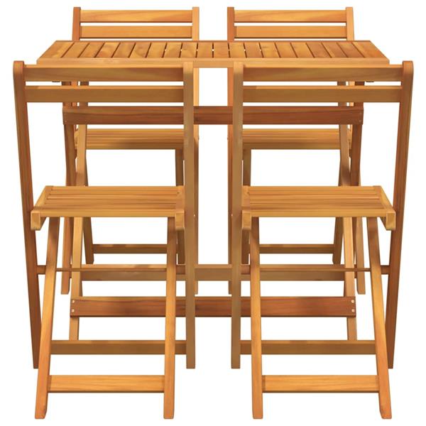 Grote foto vidaxl bistroset 5 pcs bruin massief acaciahout tuin en terras tuinmeubelen