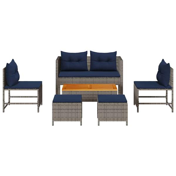 Grote foto vidaxl tuin sofa set 6 pcs grijs en marineblauw poly rattan tuin en terras tuinmeubelen