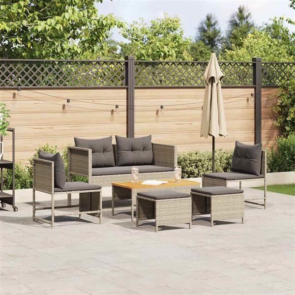 Grote foto vidaxl tuin sofa set 6 pcs lichtgrijs en donkergrijs poly rattan tuin en terras tuinmeubelen