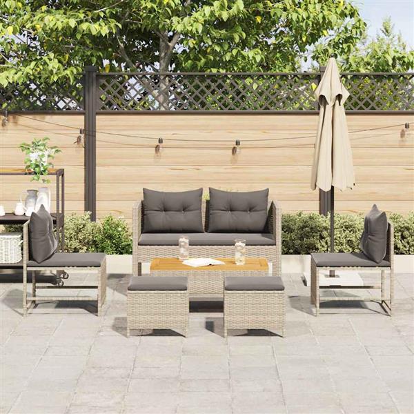 Grote foto vidaxl tuin sofa set 6 pcs lichtgrijs en donkergrijs poly rattan tuin en terras tuinmeubelen