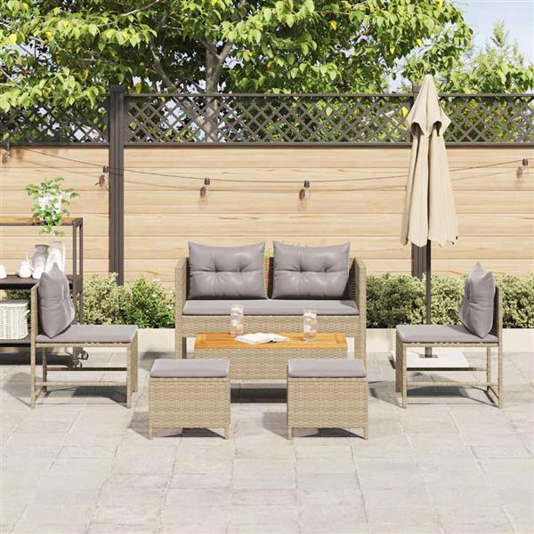 Grote foto vidaxl tuin sofa set 6 pcs beige en lichtgrijs poly rattan tuin en terras tuinmeubelen