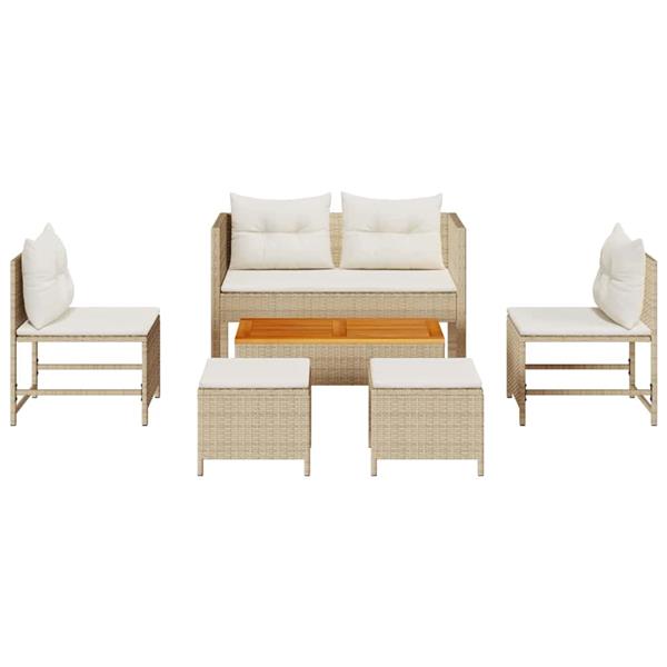 Grote foto vidaxl tuin sofa set 6 pcs beige en cr mekleurig poly rattan tuin en terras tuinmeubelen