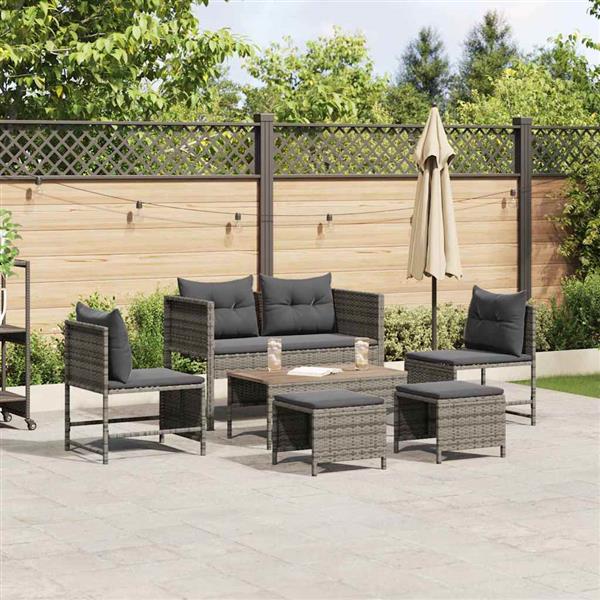 Grote foto vidaxl tuin sofa set 6 pcs grijs en donkergrijs poly rattan tuin en terras tuinmeubelen