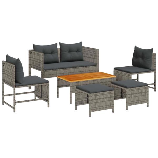 Grote foto vidaxl tuin sofa set 6 pcs grijs en donkergrijs poly rattan tuin en terras tuinmeubelen