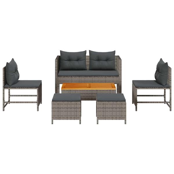 Grote foto vidaxl tuin sofa set 6 pcs grijs en donkergrijs poly rattan tuin en terras tuinmeubelen
