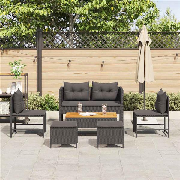 Grote foto vidaxl tuin sofa set 6 pcs zwart poly rattan tuin en terras tuinmeubelen