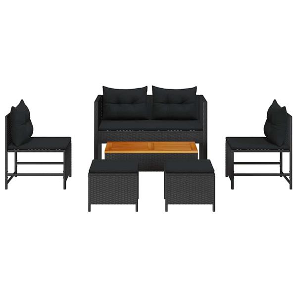 Grote foto vidaxl tuin sofa set 6 pcs zwart poly rattan tuin en terras tuinmeubelen