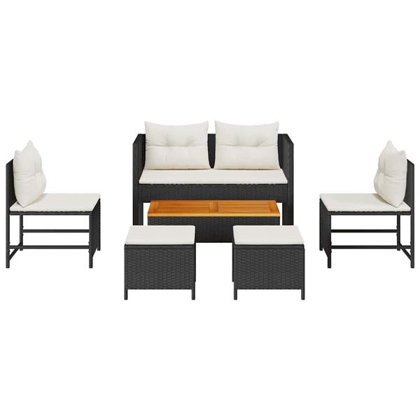 Grote foto vidaxl tuin sofa set 6 pcs zwart en cr me poly rattan tuin en terras tuinmeubelen