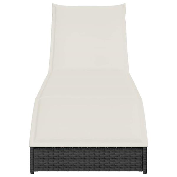 Grote foto vidaxl ligstoel inklapbaar met kussen opbergruimte poly rattan zwart tuin en terras tuinmeubelen