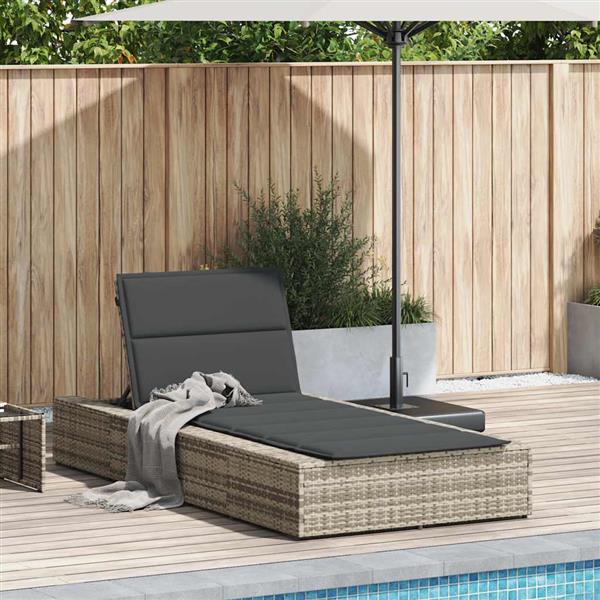 Grote foto vidaxl ligbed met zwevend kussen poly rattan lichtgrijs tuin en terras tuinmeubelen