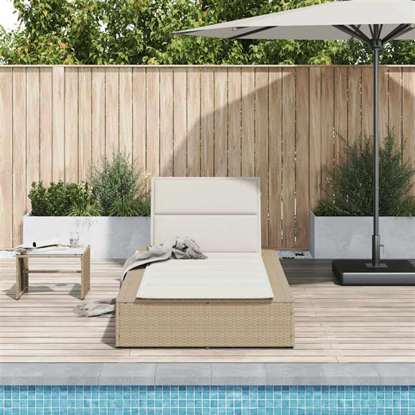 Grote foto vidaxl ligbed met zwevend kussen poly rattan beige tuin en terras tuinmeubelen