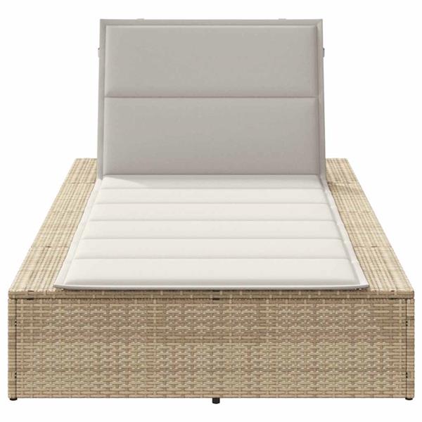 Grote foto vidaxl ligbed met zwevend kussen poly rattan beige tuin en terras tuinmeubelen