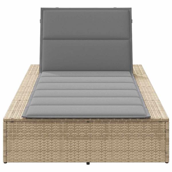 Grote foto vidaxl ligbed met zwevend kussen poly rattan beige tuin en terras tuinmeubelen