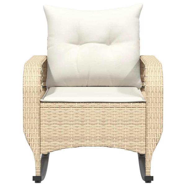 Grote foto vidaxl tuinschommelstoel met kussens poly rattan beige tuin en terras tuinmeubelen
