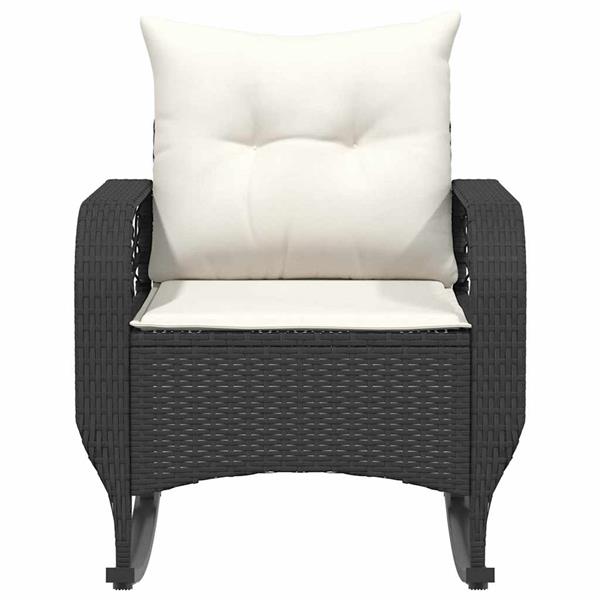 Grote foto vidaxl tuinschommelstoel met kussens poly rattan zwart tuin en terras tuinmeubelen