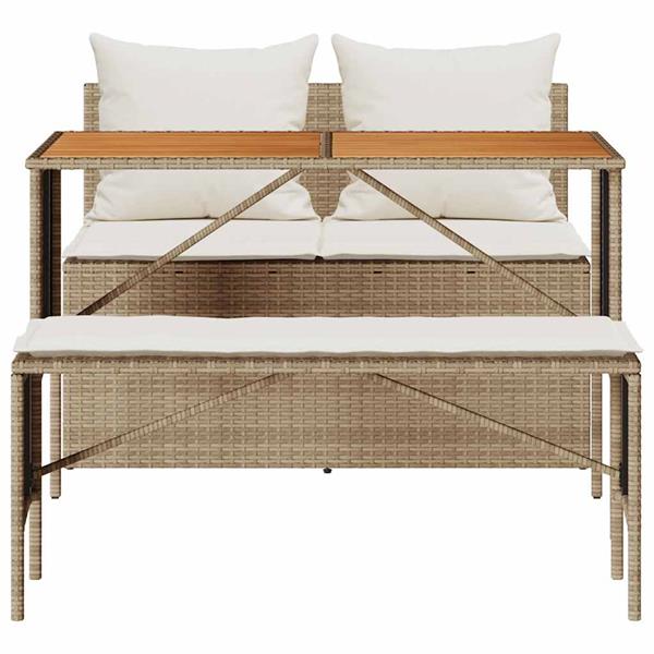 Grote foto vidaxl 3 delige tuinset met kussens beige polyrotan tuin en terras tuinmeubelen