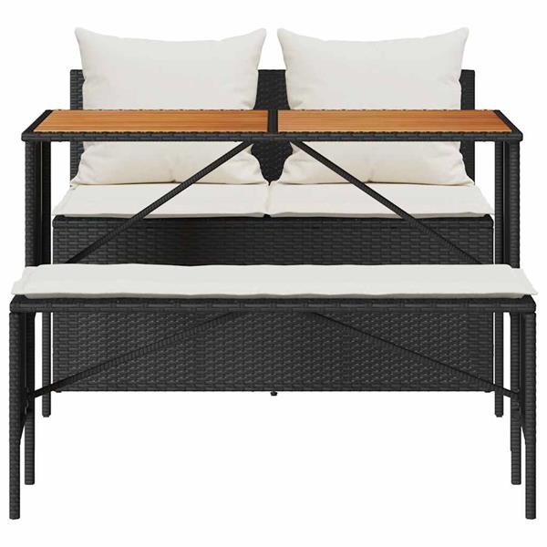 Grote foto vidaxl 3 delige tuinset met kussens van zwart polyrotan tuin en terras tuinmeubelen