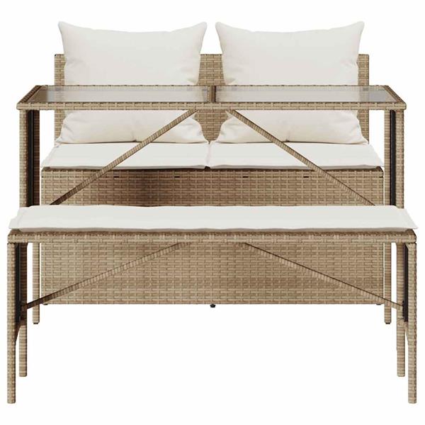 Grote foto vidaxl 3 delige tuinset met kussens poly rattan beige tuin en terras tuinmeubelen