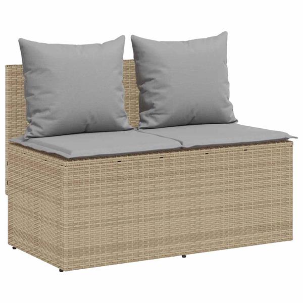 Grote foto vidaxl 3 delige tuinset met kussens poly rattan beige tuin en terras tuinmeubelen