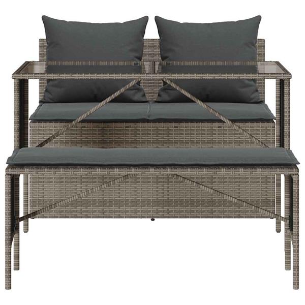 Grote foto vidaxl 3 delige tuinset met kussens poly rattan grijs tuin en terras tuinmeubelen
