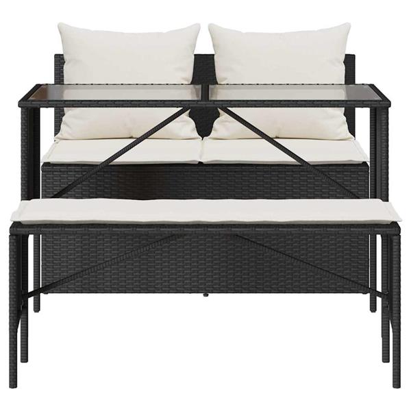 Grote foto vidaxl 3 delige tuinset met kussens poly rattan zwart tuin en terras tuinmeubelen