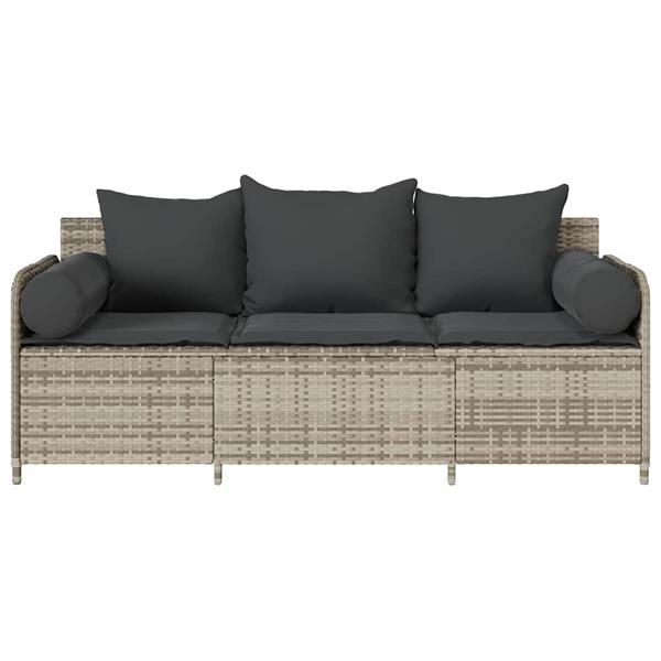 Grote foto vidaxl tuinbank 3 zits met kussens poly rattan lichtgrijs tuin en terras tuinmeubelen