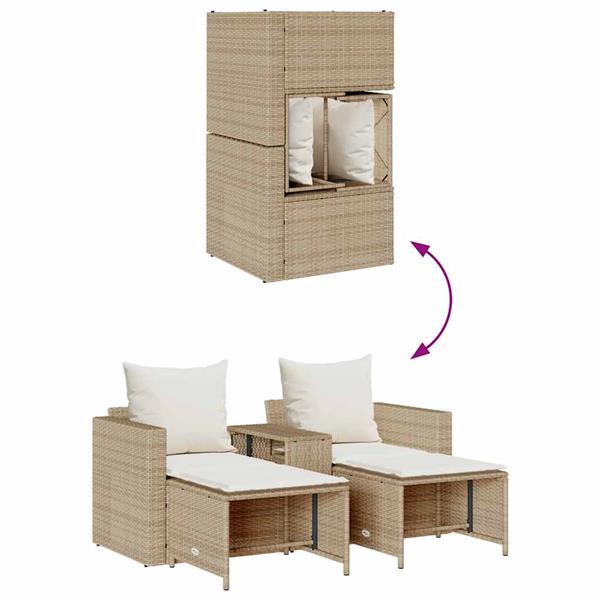 Grote foto vidaxl 5 delige tuinbankstel met kussens stapelbaar beige poly rattan tuin en terras tuinmeubelen