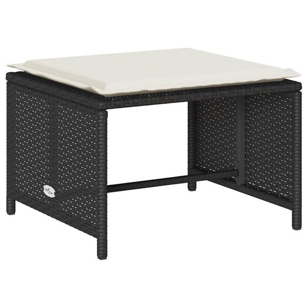 Grote foto vidaxl 5 delige tuinbankstel met kussens stapelbaar poly rattan zwart tuin en terras tuinmeubelen