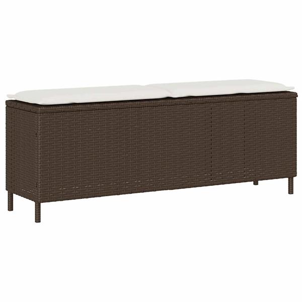 Grote foto vidaxl tuinbank met kussen 110x30x40 5 cm poly rattan bruin tuin en terras tuinmeubelen