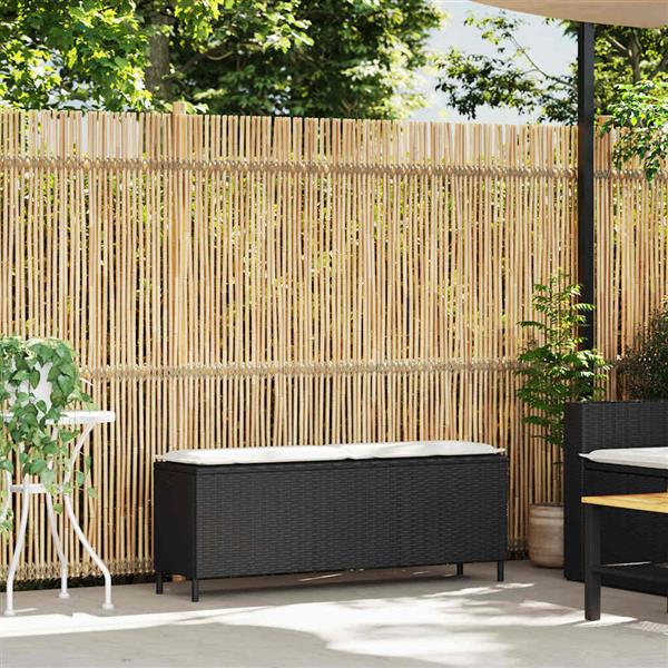 Grote foto vidaxl tuinbank met kussen 110x30x40 5 cm poly rattan zwart tuin en terras tuinmeubelen