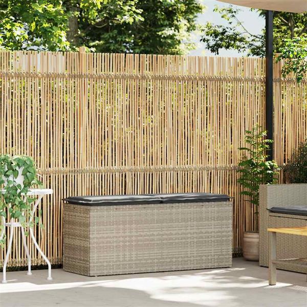 Grote foto vidaxl tuinbank met kussen 110x40x44 cm poly rattan lichtgrijs tuin en terras tuinmeubelen