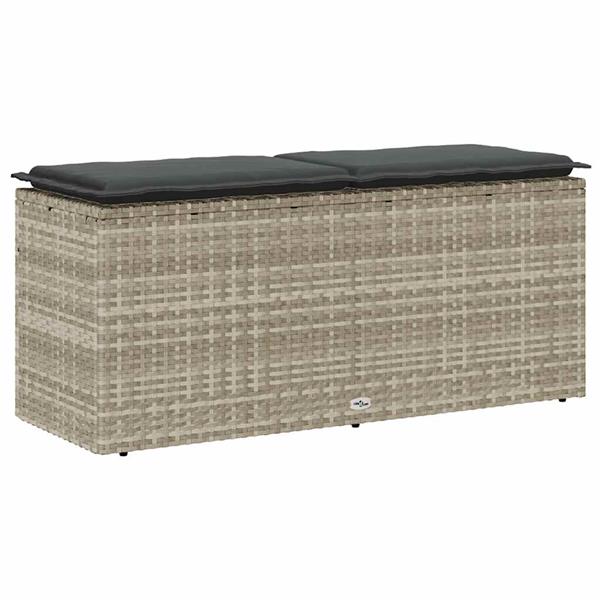 Grote foto vidaxl tuinbank met kussen 110x40x44 cm poly rattan lichtgrijs tuin en terras tuinmeubelen