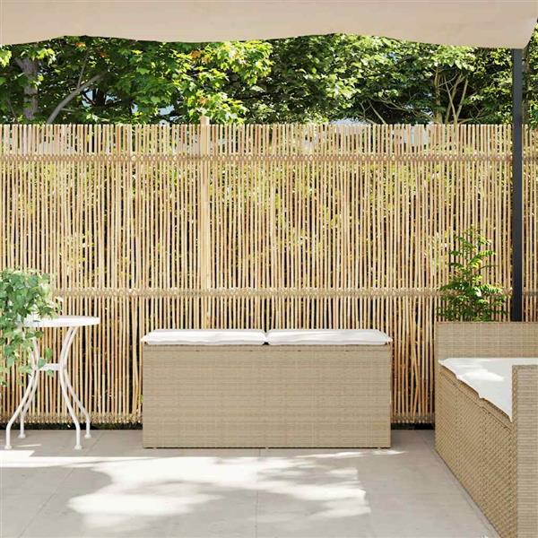 Grote foto vidaxl tuinbank met kussen 110x40x44 cm poly rattan beige tuin en terras tuinmeubelen