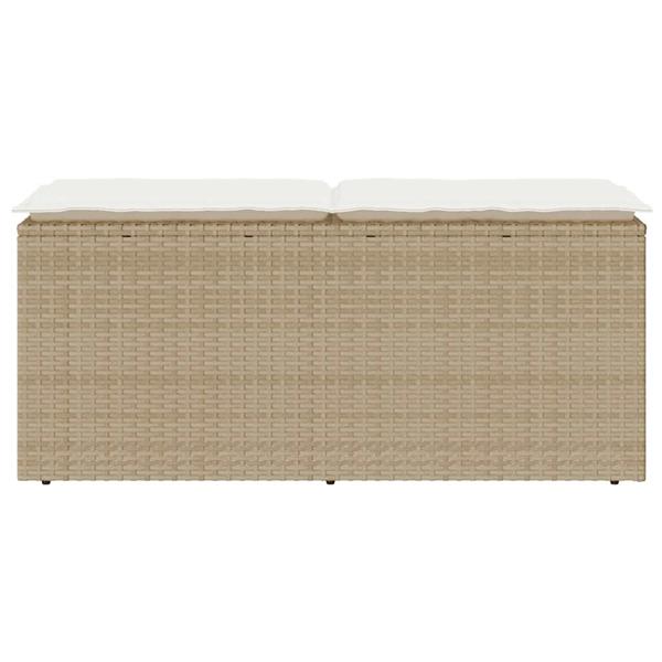Grote foto vidaxl tuinbank met kussen 110x40x44 cm poly rattan beige tuin en terras tuinmeubelen