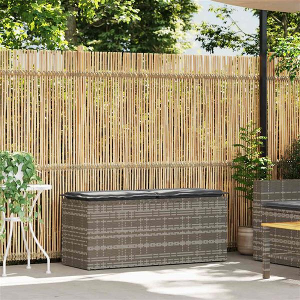 Grote foto vidaxl tuinbank met kussen 110x40x44 cm poly rattan grijs tuin en terras tuinmeubelen
