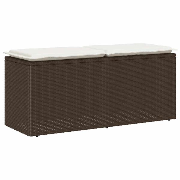 Grote foto vidaxl tuinbank met kussen 110x40x44 cm poly rattan bruin tuin en terras tuinmeubelen