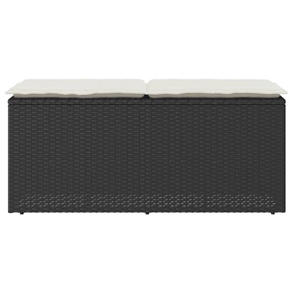 Grote foto vidaxl tuinbank met kussen 110x40x44 cm poly rattan zwart tuin en terras tuinmeubelen