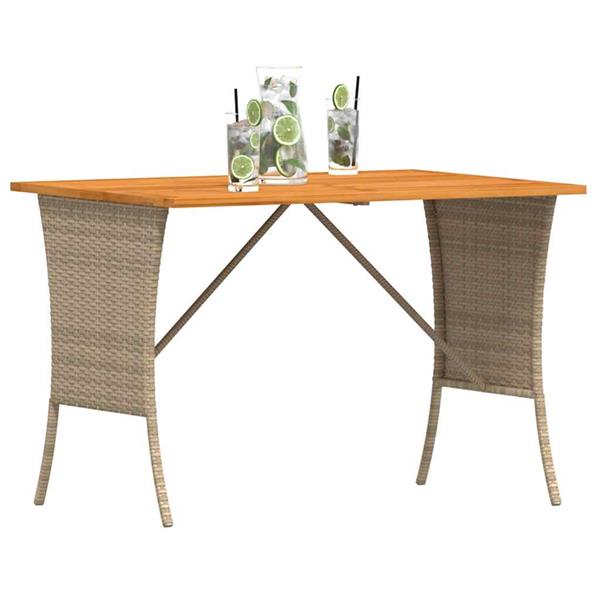 Grote foto vidaxl tuintafel met acaciahouten blad 105x75x72 cm poly rattan beige tuin en terras tuinmeubelen