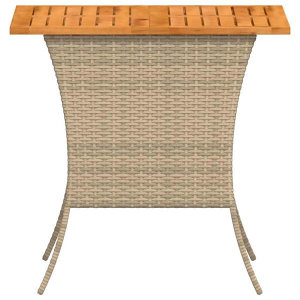 Grote foto vidaxl tuintafel met acaciahouten blad 105x75x72 cm poly rattan beige tuin en terras tuinmeubelen