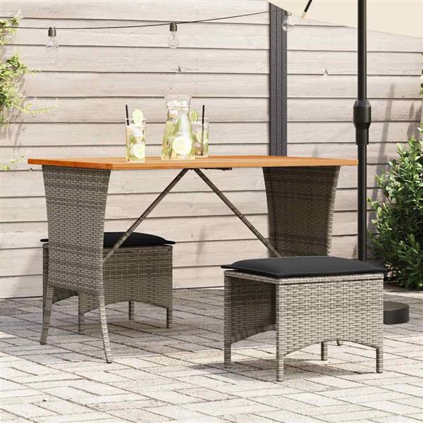Grote foto vidaxl tuintafel met acaciahouten blad 105x75x72 cm poly rattan grijs tuin en terras tuinmeubelen