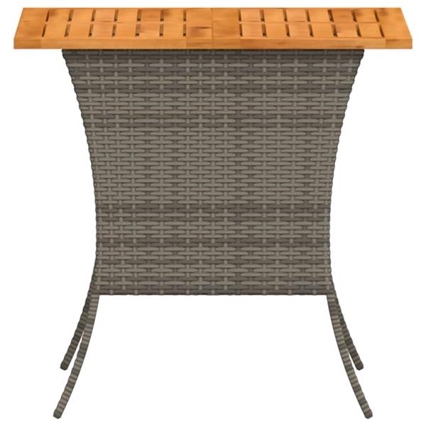 Grote foto vidaxl tuintafel met acaciahouten blad 105x75x72 cm poly rattan grijs tuin en terras tuinmeubelen
