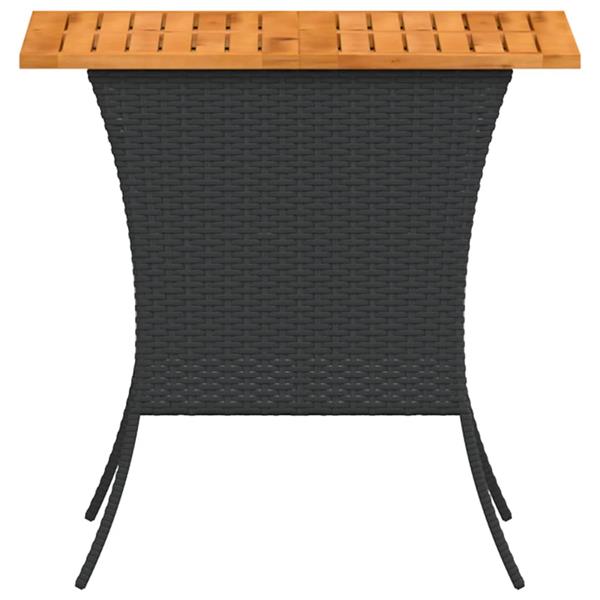 Grote foto vidaxl tuintafel met acaciahouten blad 105x75x72 cm poly rattan zwart tuin en terras tuinmeubelen