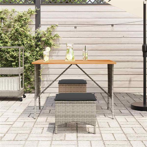 Grote foto vidaxl 3 delige tuinset met kussens poly rattan grijs tuin en terras tuinmeubelen
