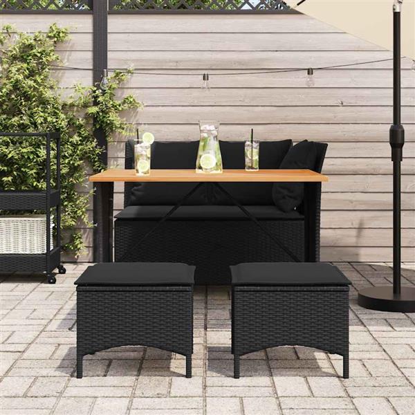 Grote foto vidaxl 4 delige tuinset met kussens poly rattan zwart tuin en terras tuinmeubelen