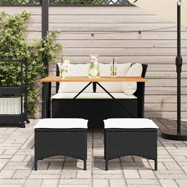 Grote foto vidaxl 4 delige tuinset met kussens poly rattan zwart tuin en terras tuinmeubelen