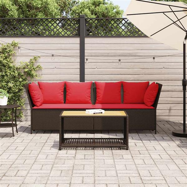 Grote foto vidaxl tuinbank met kussens poly rattan bruin tuin en terras tuinmeubelen