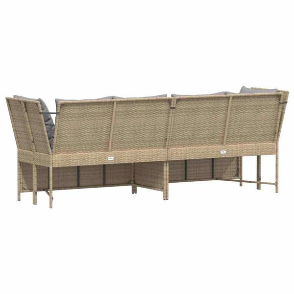 Grote foto vidaxl tuinbank met kussens poly rattan beige tuin en terras tuinmeubelen
