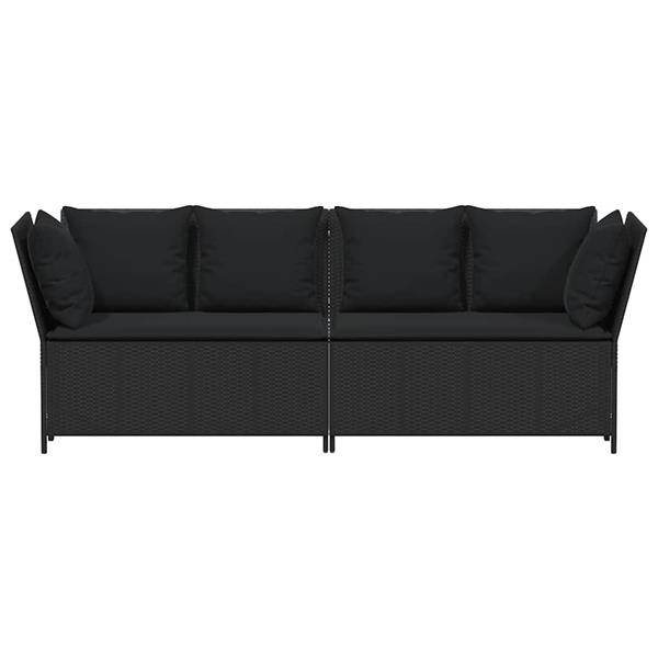 Grote foto vidaxl tuinbank met kussens poly rattan zwart tuin en terras tuinmeubelen