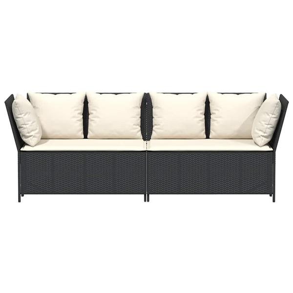 Grote foto vidaxl tuinbank met kussens poly rattan zwart tuin en terras tuinmeubelen